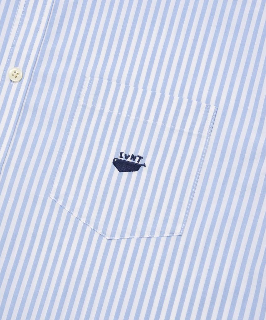 Covernat Whale Logo Stripe Half Shirt Light Blue