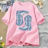 Vintage Western TShirts Cowboy Boots T Shirt Womens Western Cowgirl Trendy Graphic Tee Country Vintage Oversize Cotton Tees