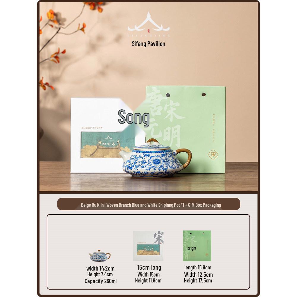 Jun Ware Blue and White Teapot: Chinese High-End Large Size for Brewing Tea Kung Fu Style 2026