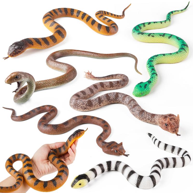 Oenux Forest Savage Snakes Animals TPR Rattlesnake Python Cobra Action Figures Lifelike Model Education Kids Toy Gift Prank toy