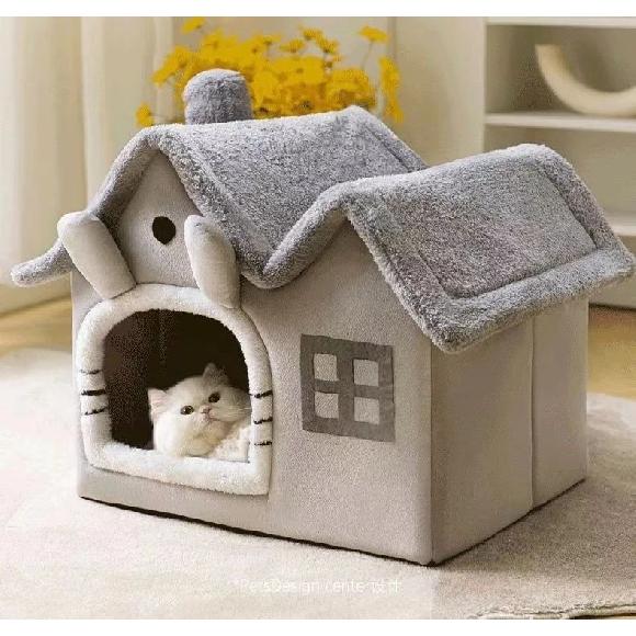 3kgFoldable Puppy House Small Dog Kennel Bed Mat Winter Cat Warm Bed Nest Pet Double Roof House Basket Pet Puppy Cave Sofa