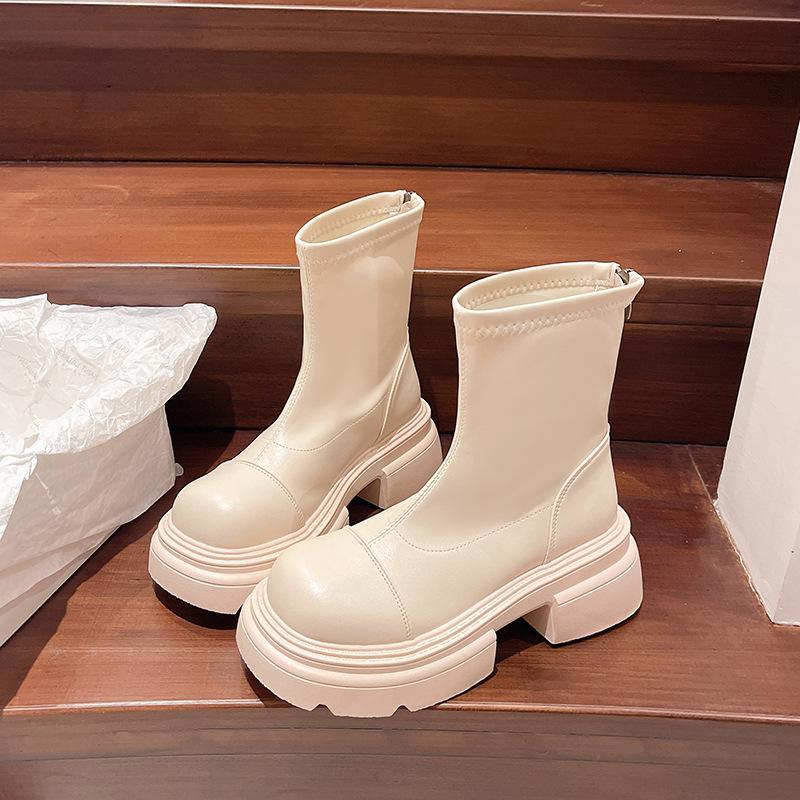 

Модные классические универсальные ботинки Мартин на платформе, женские, новые, осень-зима 2025, женские ботинки в британском стиле, трендовая обувь 40 бежевый