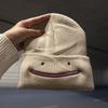 Cute Cartoon Embroidered Smiley Face Knitted Hat Women's Autumn and Winter New Fashion Versatile Warm and Cold Wool Hat Cold Hat