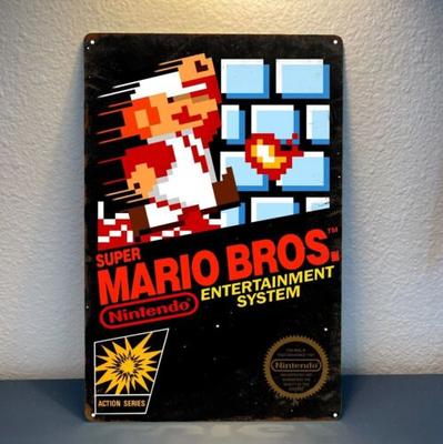 1z,Super Bros Nes Videogioco Retrò Poster Metallico Latta Segno 20*30cm-Alluminio