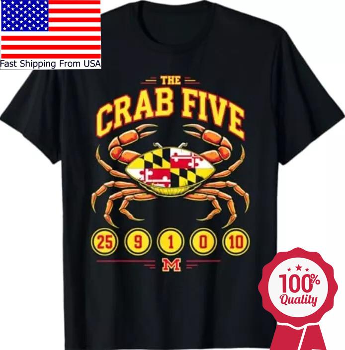 The Crab Five Crab Flag Maryland T-Shirt Unisex T-Shirt S