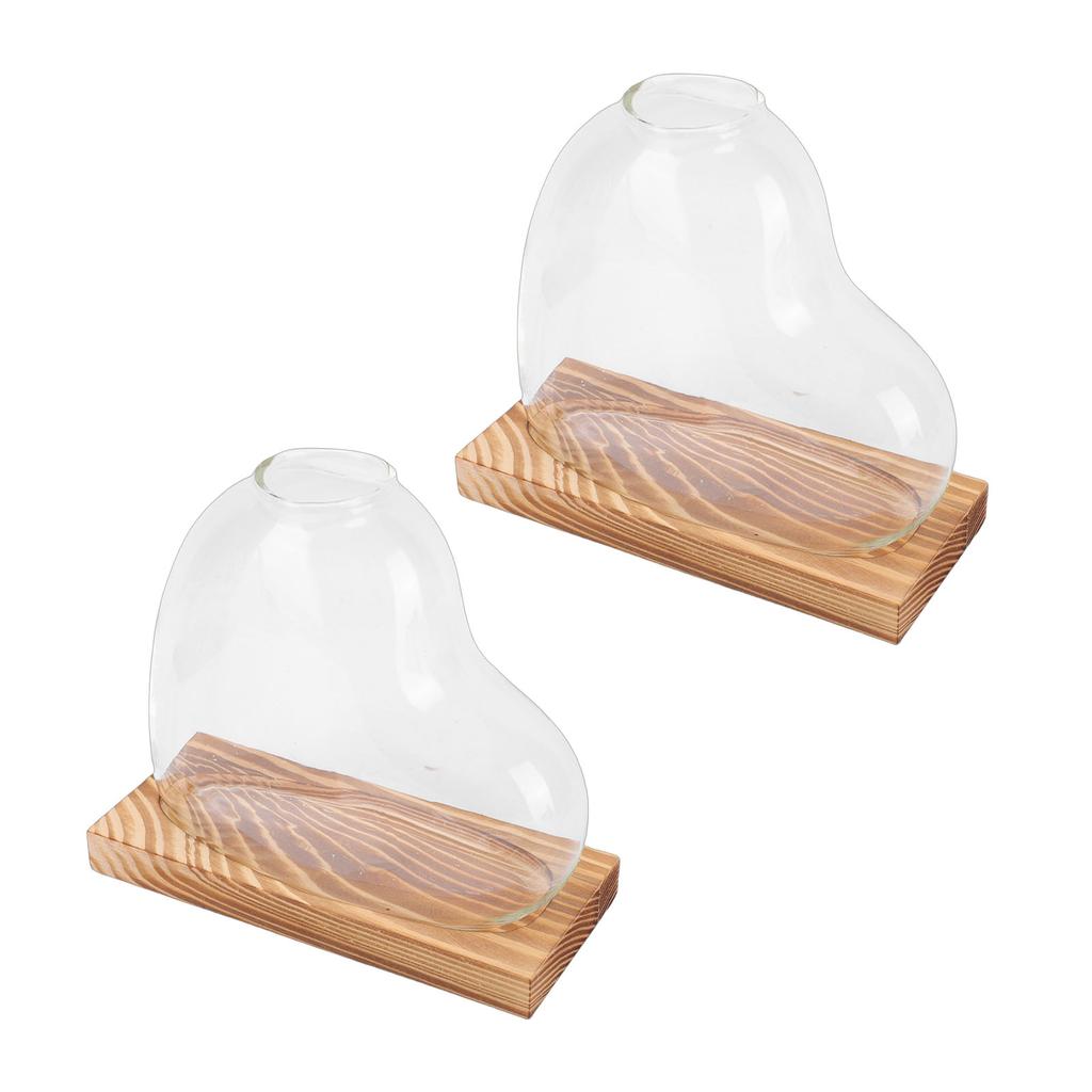 2PCS Propagation Vases Heart Shaped Glass Desktop Planter Plant Propagation Station for Small Hydroponic Plants Home