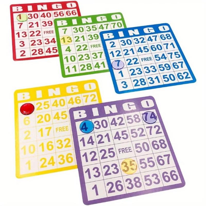 Bingo Game Set 50/100Pcs Premium Bright Colorful Cards Clear Plastic Markers Fun Group Game for Christmas Thanksgiving Party