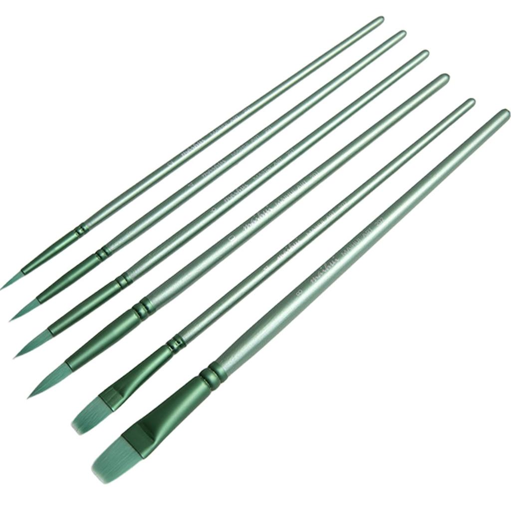 4/6Pcs Watercolor Paint Brushes Pointed Tip Paint Brushes Set Long Handle Flat Head Watercolor Brush for Artist Students