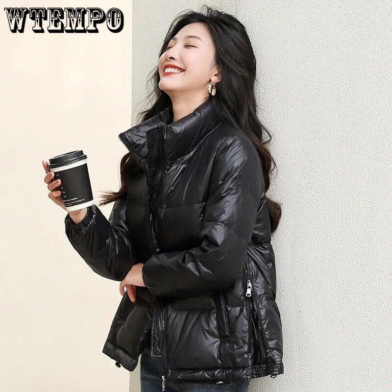 Autunno e Inverno Luminoso Piumino Cotone da Donna Largo Grande Versatile Collo Alto