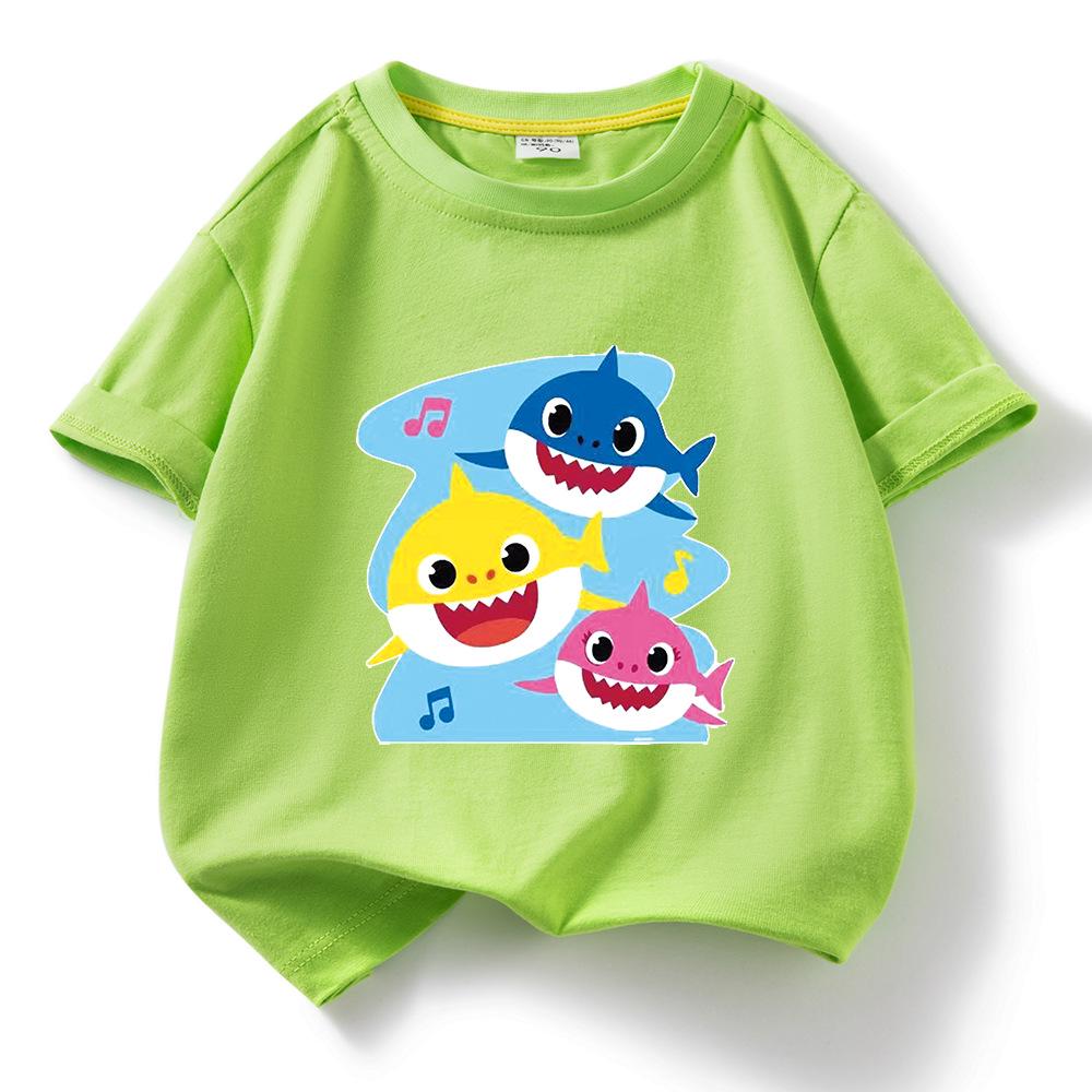 2024 Baby Shark Pure Cotton Short-Sleeve T-Shirt for Kids – Boys' and Girls' Summer Wear