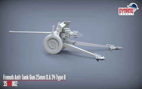 Dynamo Models 1/35 French Hotchkiss 25mm S.A. 34 Type 2 Anti-Tank Gun Premium Edition Plastic Model DYN35DM002P