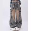 Women Blue Oversize Cargo Jeans Harajuku Vintage Baggy Y2k Denim Trouser Aesthetic Wide Jean Pants Trashy Clothes