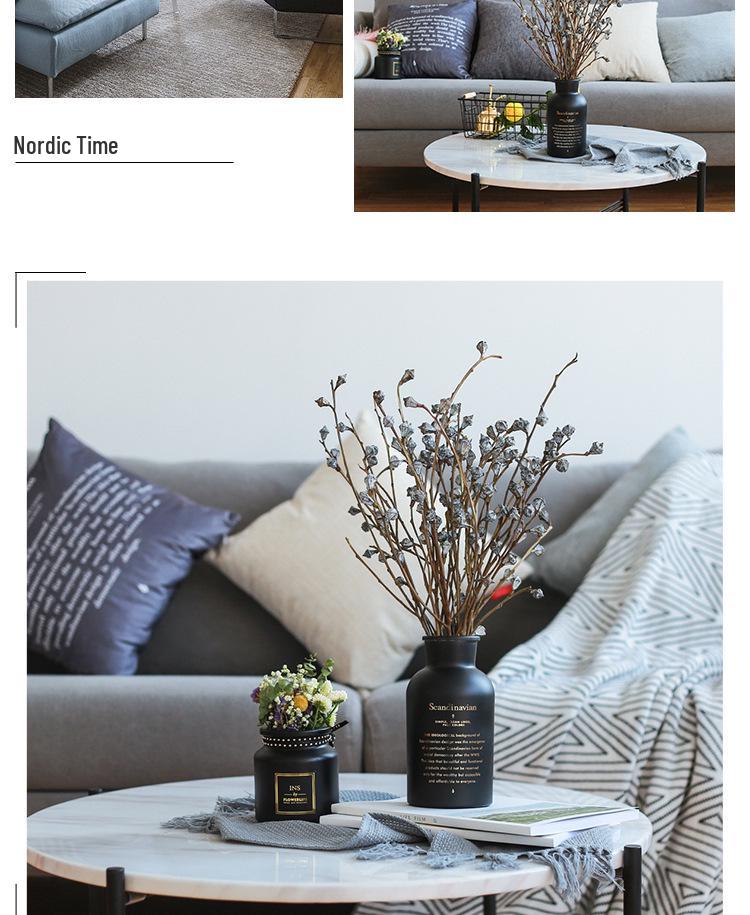 Vaso Preto Minimalista Nórdico - Branco Fosco, Decoração de Flores para Sala de Estar Pequena