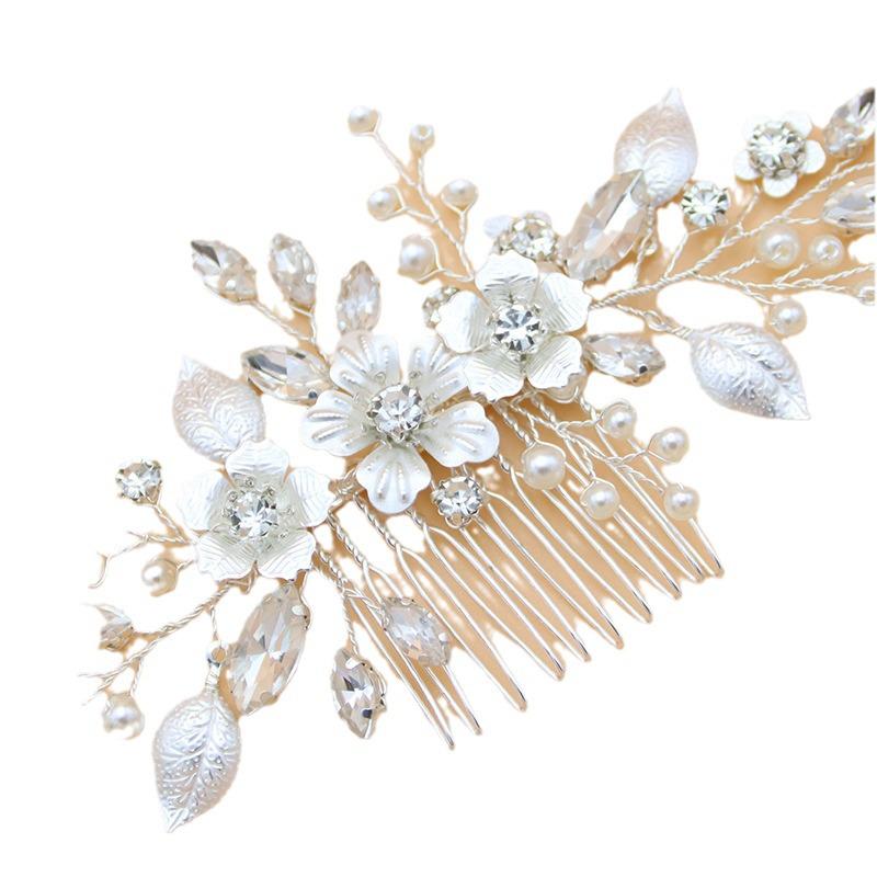 Handmade Rhinestone Pearl Flower Hairpin - Bridal Wedding Hair Accessories