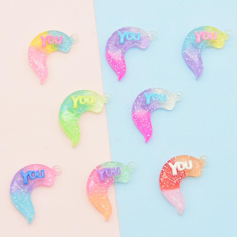 Gradient Moon Resin Keychain Charm & Earring Pendant