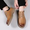 WAERTA Herrenstiefel Britische Arbeitsstiefel Low-Top Flache Herren Arbeitsschuhe Vielseitige Herren Freizeitschuhe Retro Motorrad Echtlederschuhe