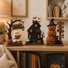 Trick or Treat Ghost Pumpkin Standing Sign 2D Flat Haunted House Table Ornament Home Decor