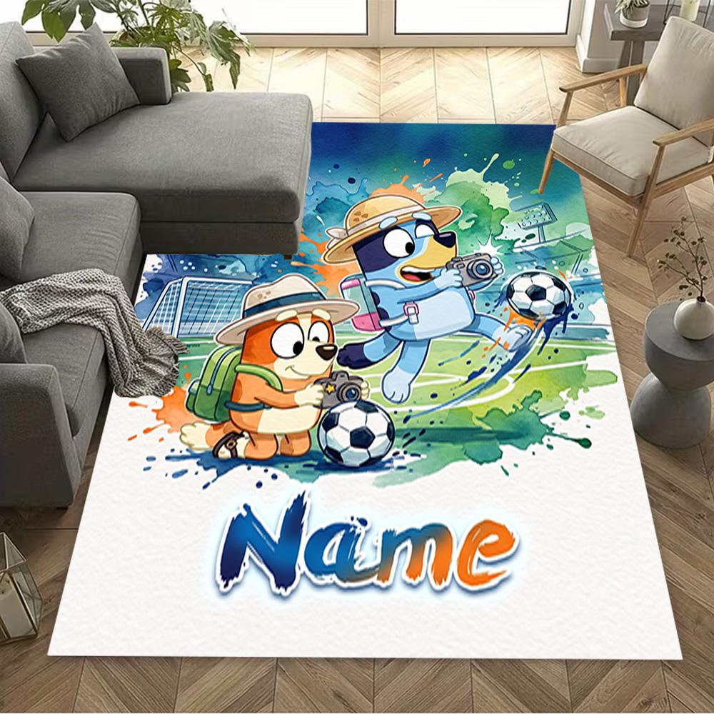 Football Fun Friends Personalized Name Area Rug Design for Kitchen Entryway Outdoor Dining Room Anti-slip Rug Anime Office Decor