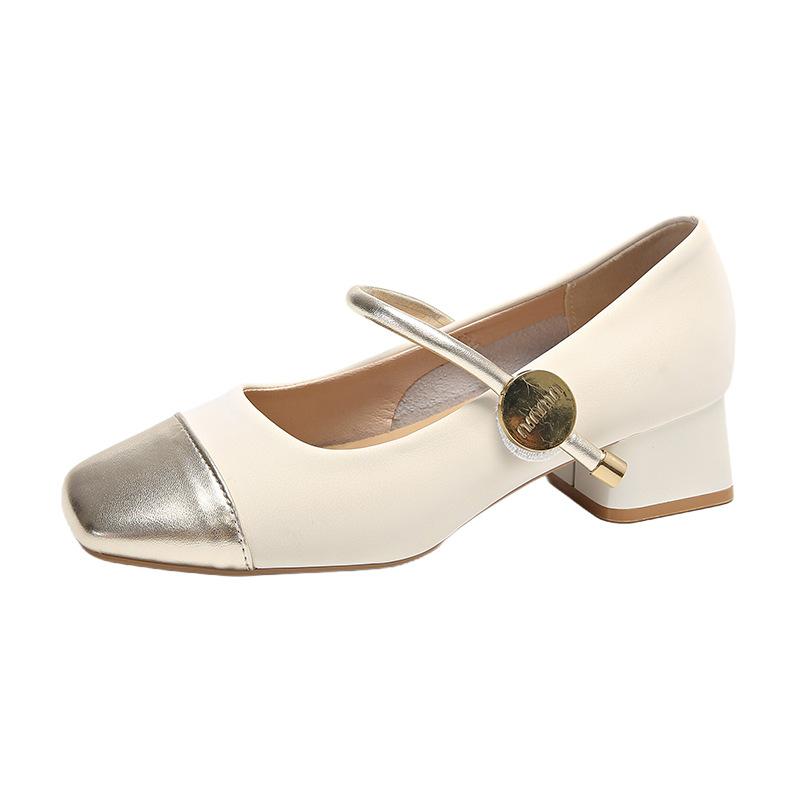 French thick heel Mary Jane shoes women's 2025 spring and autumn new retro square head light mouth single shoes with skirt small single shoes