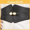 Fashion Simulation Gemstone Decoration Women Black Elastic Belt For Dress And Coat Styling