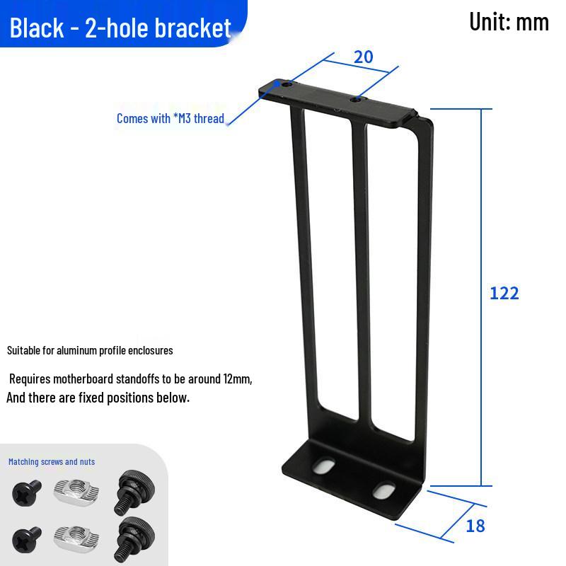 Aluminum Dual GPU Vertical Mount Bracket: C-Type Bezel for DIY Expansion