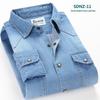 Men's Trendy Spring Classic Cotton Denim Long-Sleeve Shirt with Double Pockets