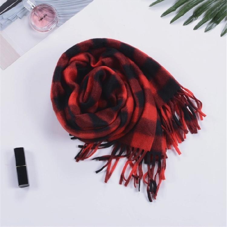 Weihnachts karierte Decke Winter Herbst Warmer Schal Großer Wickel Schal Quasten