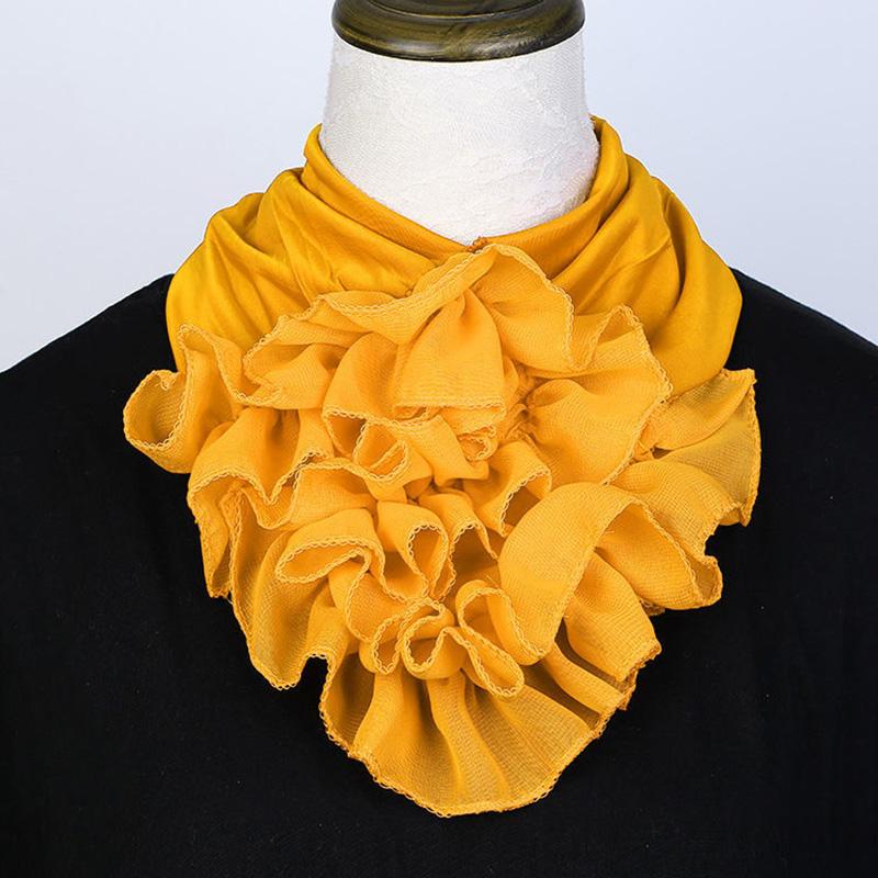 Korean Floral Chiffon Neck Guard False Collar Hedging Scarf Summer Women Ice Silk Protect Cervical Elastic Bib Headneck P51