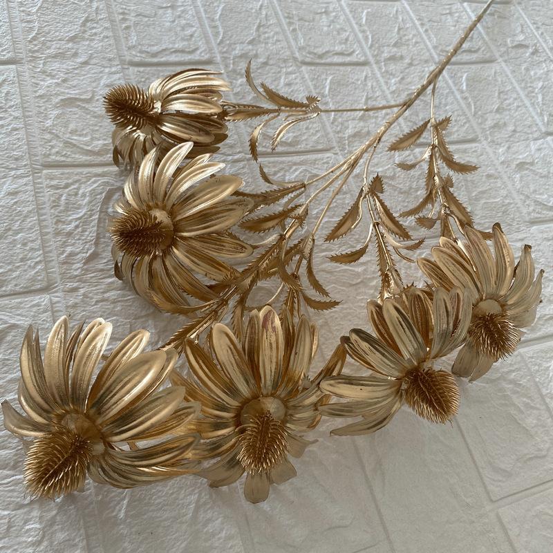 Artificial Golden Eucalyptus Hydrangea Fan Leaf Fake Flower Wedding Photography Home Hotel Ginkgo Leaves Plant Accessories Decor