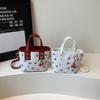Korean Style Cherry Crossbody Bag Large Capacity Square Tote Bag Bucket Shoulder Bag  Travel