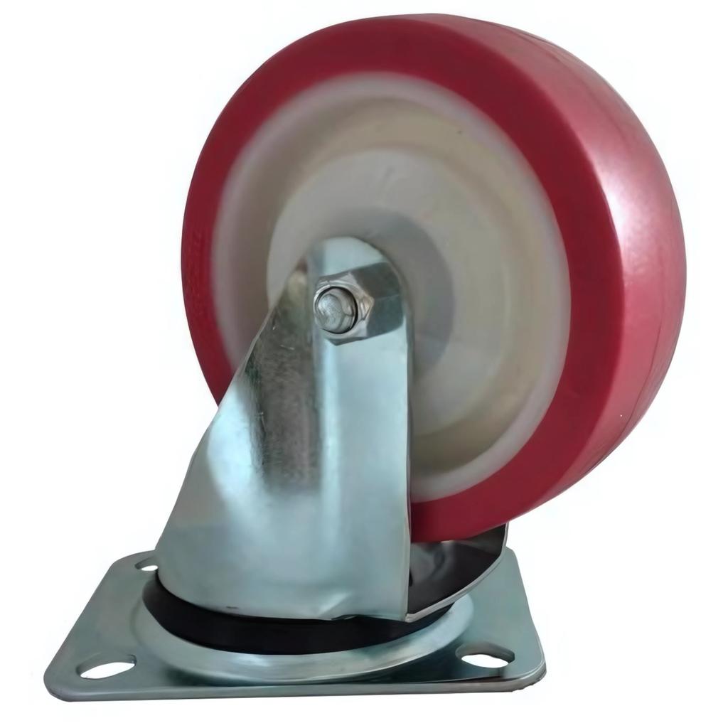 Swivel wheel, castor set, 100mm, 200kg, JPPU 1001 RED, polyurethane