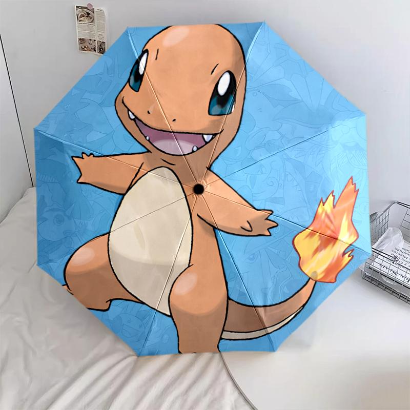 

Charmander Pokémon pattern, automatic folding umbrella, portable and foldable design, 8 ribs, a Christmas or birthday gift.