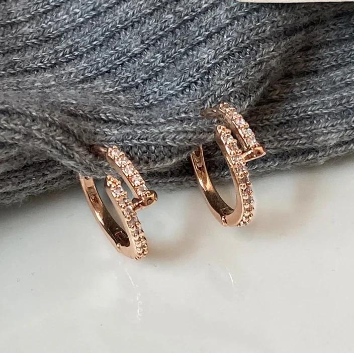 Real Sterling Silver 18K Gold Zircon Geometric Hoop Earrings for Women Minimalist Trendy Fine Light Luxury Accessory