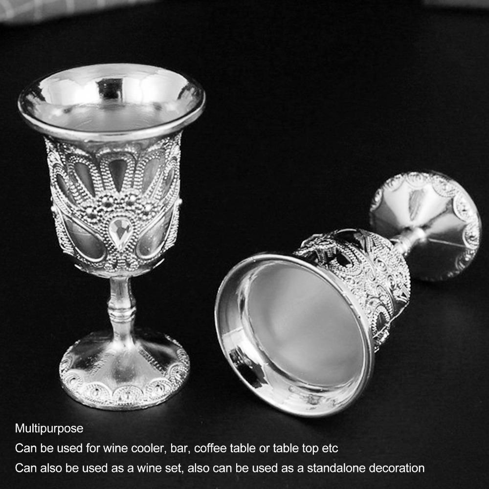 2pcs Exquisite Retro Wine Glass Light Luxury Cocktail Glass Metal Wine Glass For Home Bar