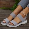 Damen Strick Elastisches Tuch Keilsandalen Slip-on Leichte Laufsandalen Damen Übergröße Bequeme Sommerschuhe für Frauen