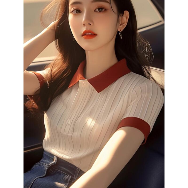 La Chapelle Women's Stylish Color Block Short Sleeve T-Shirt