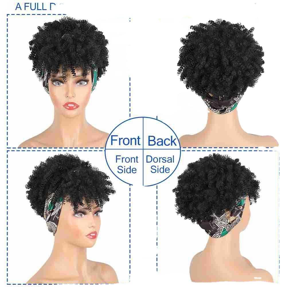 Short Afro Kinky Curly Headband Wigs Wholesale Ombre Brown Heat Resistant Fibre Synthetic Hair Headband Wigs for Black Women