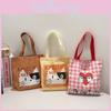 Cute Cat And Maltese Checkered Pattern Student Casual Canvas Bag For Daily Use And Street Style