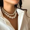 Double Row Choker Necklace Elegant Design Clavicle Chain New Pearl Beaded Necklace  Jewelry