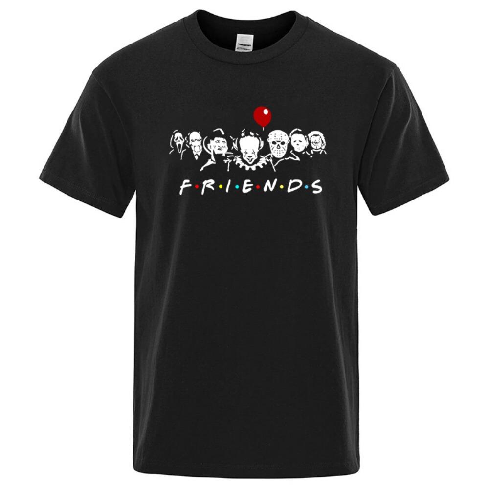 Men's High Quality T Shirt Cotton Fun Friend Print Short Sleeved Summer Loose Cool Round Neck Men's Top