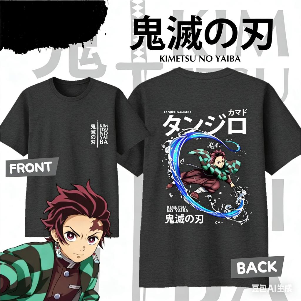 Demon Slayer Kamado Tanjiro Pure Cotton Tshirt for 2026 Summer KidsUnisexsWomens Fashion Casual Cosplay Short Sleeved Tshirt
