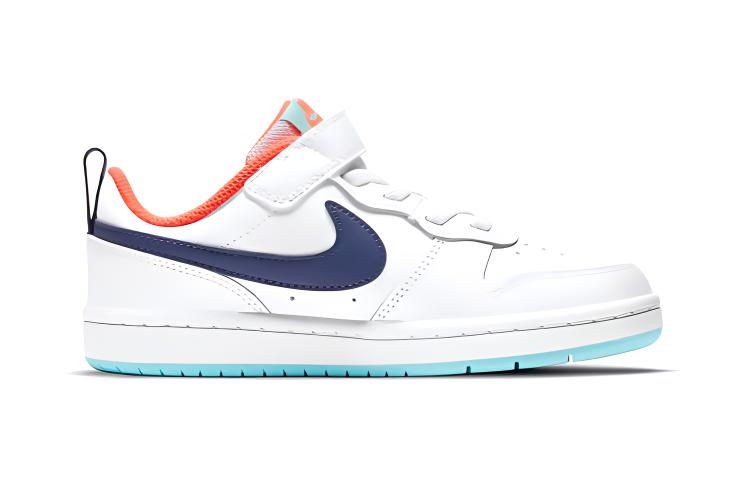 Nike Court Borough 2 Support Low top Kids' Skateboarding Shoes White Blue Orange Children Aged 3 7 Years Old BQ5451-112