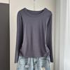 Ribbed Round Neck Long Sleeve Base Top Modal Slim Inner Wear For Winter Stretchy Slim Base Layer Soft Ribbed Fabric Good For Inner And Outer Wear Top