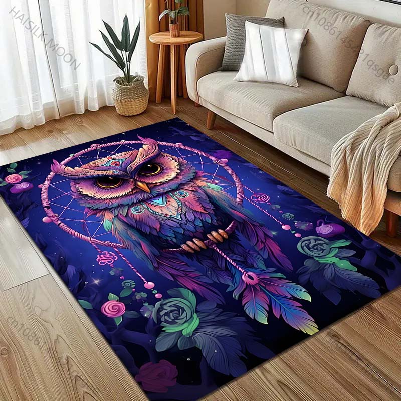 Owl Dream Catcher Creative Print Carpet for Living Room Bedroom Bedside Sofa Table Floor Mat Home Area Rug Decoration