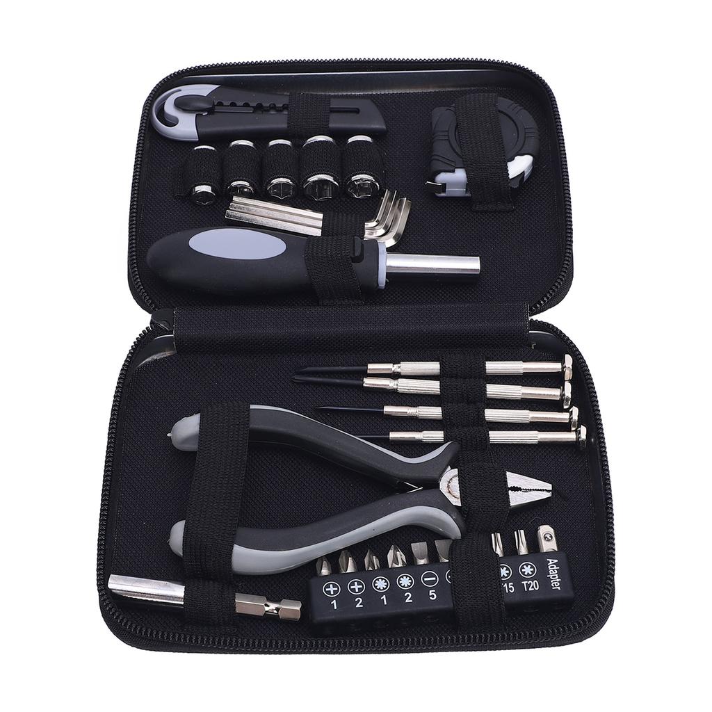 Mini Werkzeugset Haushaltsreparaturwerkzeugsatz Spitzzange Maßband Innensechskantschlüssel Schraubendrehersatz Schraubendreherbits Griff mit Koffer