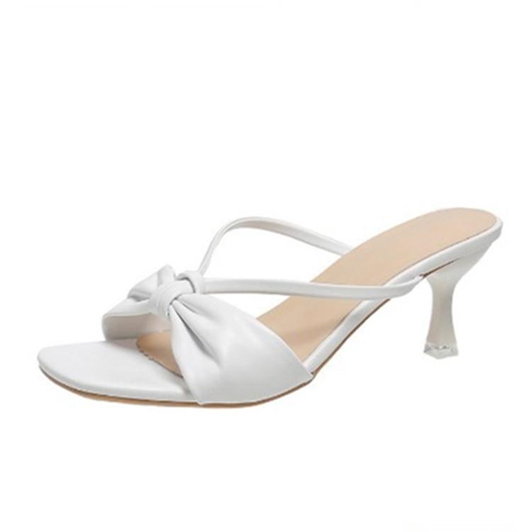 Women s summer sandals fine heel bow high-heeled sandals Hundreds of single line square head sandals 35