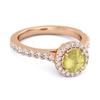 Lemon Quartz Round Halo Accents Ring -925 Sterling Silver Rose Gold Vermeil