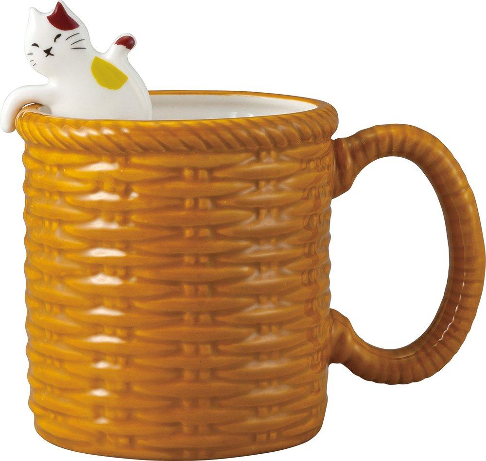 

Sun Art Cute Tableware [Home Cafe Basic] Calico Cat Mug with Teaspoon, 300ml, Brown, SAN2925-1