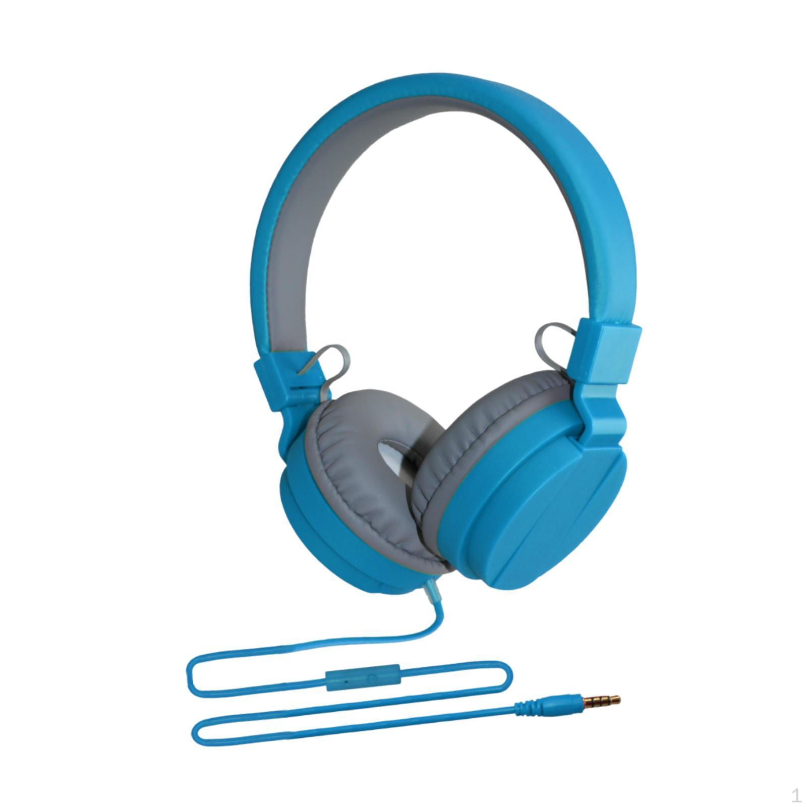 

Накладні навушники Дротова гарнітура Зручна офісна легка з мікрофоном Студенти регулюються синій