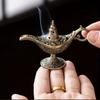 1PC Golden Copper-Toned Cast Iron Home Aladdin's Lamp Shape Home Decor Intricate Floral Design Detailed Craftsmanship